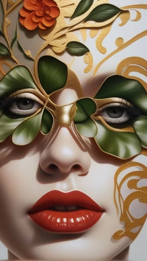 Gilded Radiance: Ethereal Portrait in Gold